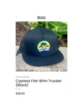 NEW Tommy Breeze Surfer Cypress Tree Trucker Hat Art to Wear Flat-Brim